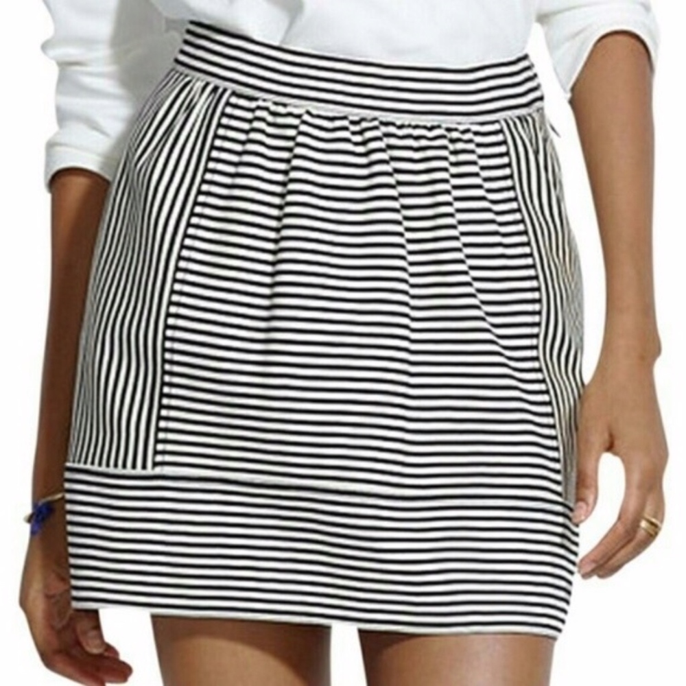 Madewell Ponte Swivel Mini Skirt Black White - Picture 2 of 7